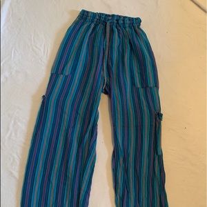 Comfy cargo style striped linen pants size L